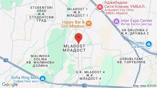 Apartments for rent i Sofia Mladost - kort over placeringen
