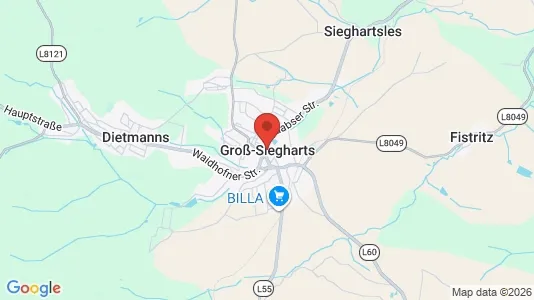 Apartments for rent i Groß-Siegharts - kort over placeringen