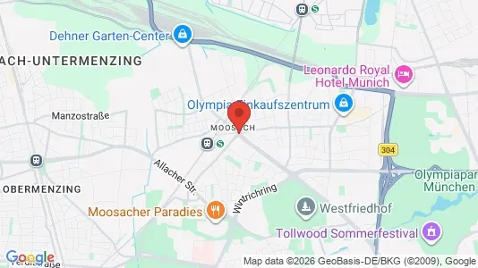 Apartments for rent i Munich Moosach - kort over placeringen