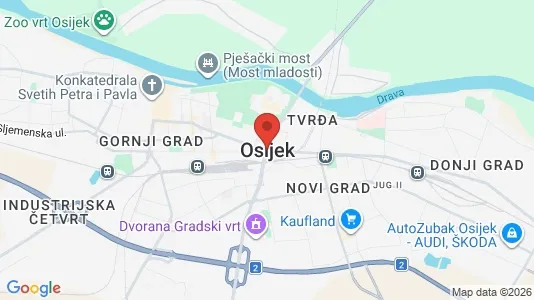 Apartments for rent i Osijek - kort over placeringen