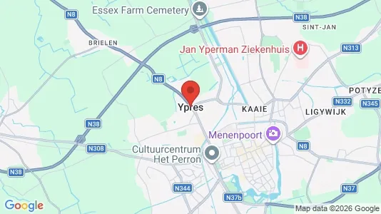 Rooms for rent i Ieper - kort over placeringen