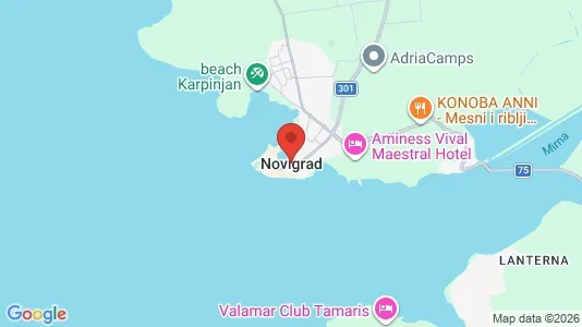 Apartments for rent i Novigrad - kort over placeringen
