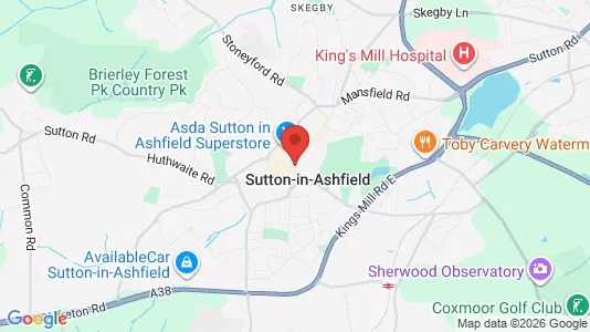 Apartments for rent i Sutton-in-Ashfield - Nottinghamshire - kort over placeringen