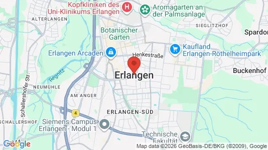 Apartments for rent i Erlangen - kort over placeringen