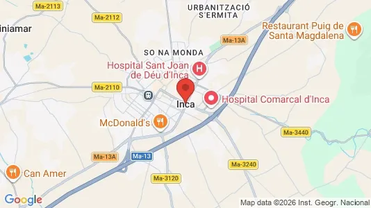 Apartments for rent i Inca - kort over placeringen