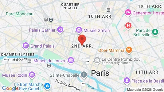 Rooms for rent i Paris 2ème arrondissement - Bourse - kort over placeringen