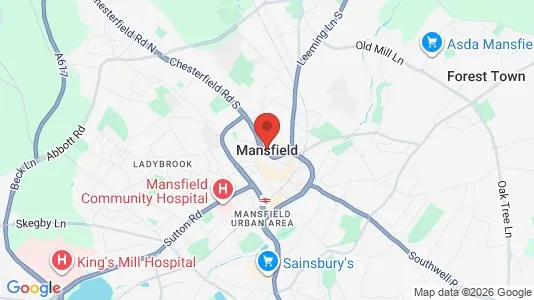 Apartments for rent i Mansfield - Nottinghamshire - kort over placeringen
