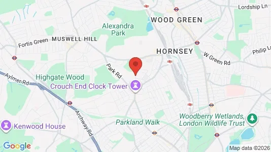 Rooms for rent i London N8 - kort over placeringen