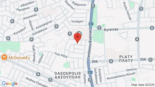 Apartments for rent i Nicosia Strovolos - kort over placeringen