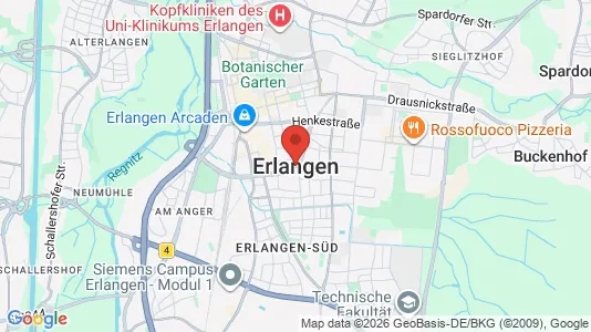 Apartments for rent i Erlangen - kort over placeringen