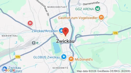 Houses for rent i Zwickau - kort over placeringen