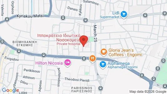 Apartments for rent i Nicosia Egkomi - kort over placeringen