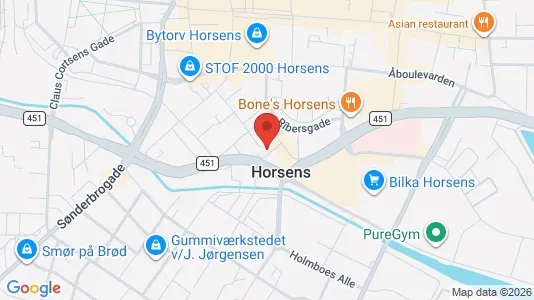 Apartments for rent i Horsens - kort over placeringen