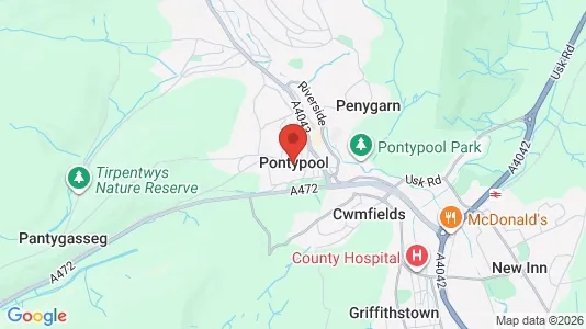 Rooms for rent i Pontypool - Gwent - kort over placeringen