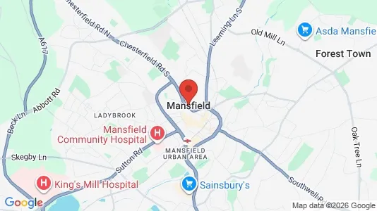 Houses for rent i Mansfield - Nottinghamshire - kort over placeringen