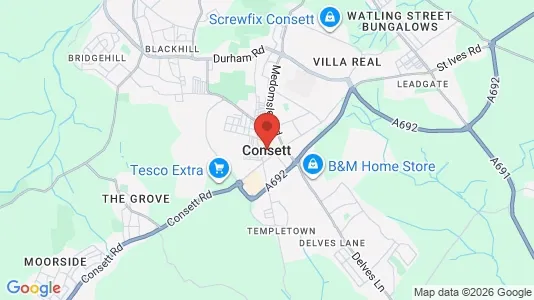 Houses for rent i Consett - County Durham - kort over placeringen
