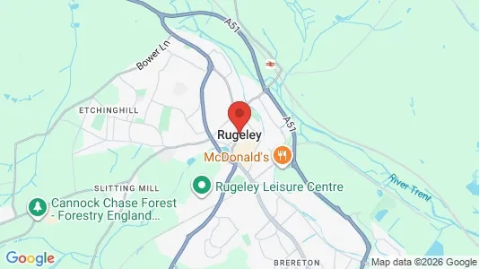Apartments for rent i Rugeley - Staffordshire - kort over placeringen