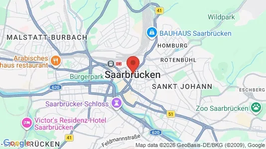 Apartments for rent i Saarbrücken - kort over placeringen