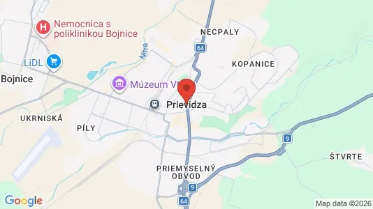 Apartments for rent i Prievidza - kort over placeringen