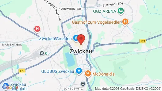 Houses for rent i Zwickau - kort over placeringen