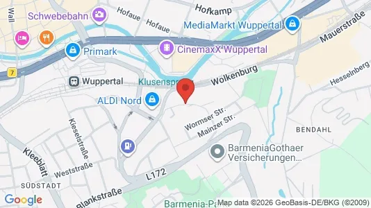 Apartments for rent i Wuppertal - kort over placeringen