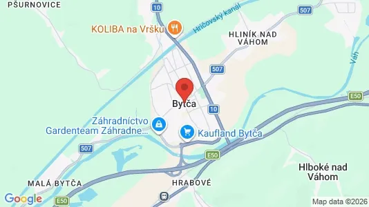 Apartments for rent i Bytča - kort over placeringen