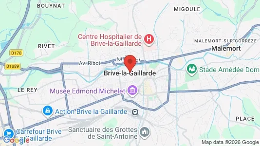 Houses for rent i Brive-la-Gaillarde - kort over placeringen