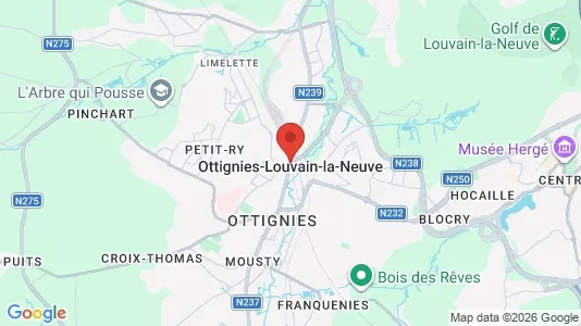 Houses for rent i Ottignies-Louvain-la-Neuve - kort over placeringen