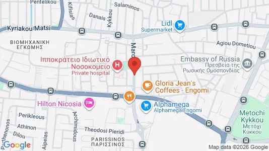 Apartments for rent i Nicosia Egkomi - kort over placeringen