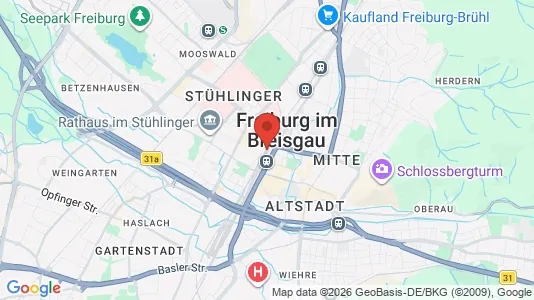 Apartments for rent i Freiburg im Breisgau - kort over placeringen