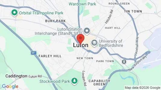 Rooms for rent i Luton - Bedfordshire - kort over placeringen