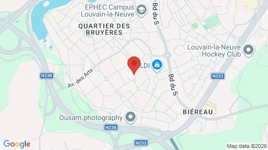 Apartments for rent i Ottignies-Louvain-la-Neuve - kort over placeringen