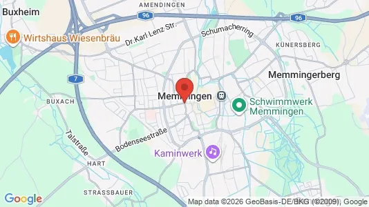 Apartments for rent i Memmingen - kort over placeringen