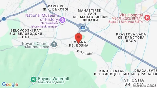 Apartments for rent i Boyana - kort over placeringen
