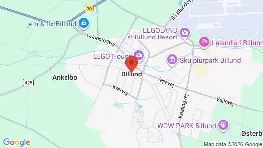 Apartments for rent i Billund - kort over placeringen