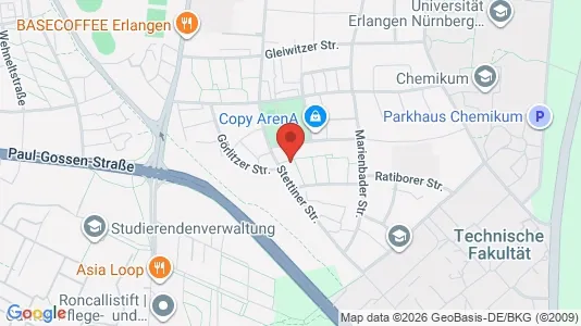 Apartments for rent i Erlangen - kort over placeringen