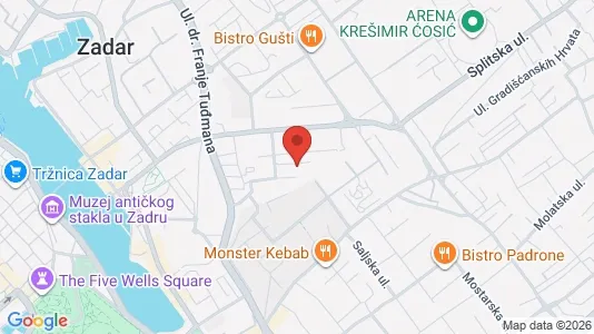 Apartments for rent i Zadar - kort over placeringen