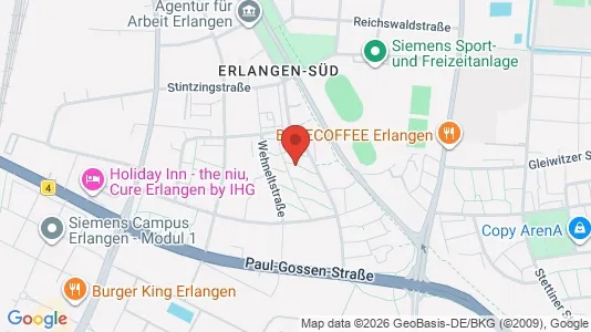Apartments for rent i Erlangen - kort over placeringen