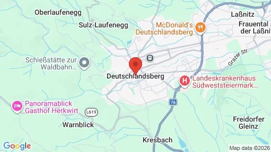 Apartments for rent i Deutschlandsberg - kort over placeringen