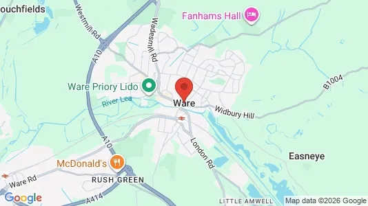 Houses for rent i Ware - Hertfordshire - kort over placeringen