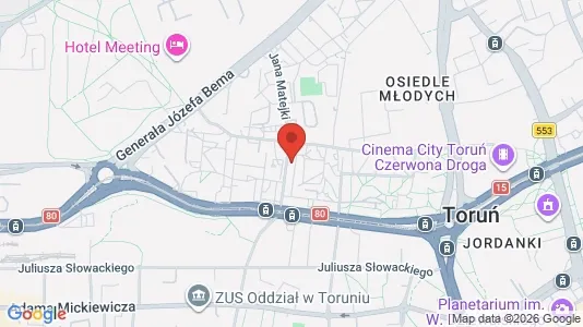 Rooms for rent i Toruń - kort over placeringen