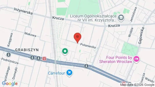 Rooms for rent i Wrocław - kort over placeringen