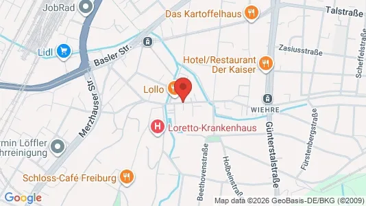 Apartments for rent i Freiburg im Breisgau - kort over placeringen