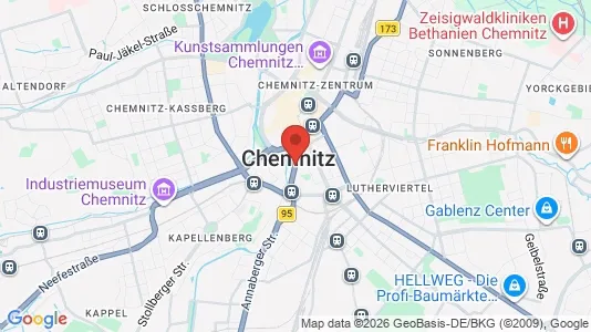 Apartments for rent i Chemnitz - kort over placeringen