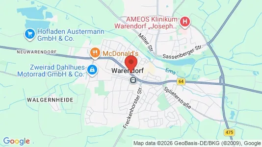 Apartments for rent i Warendorf - kort over placeringen