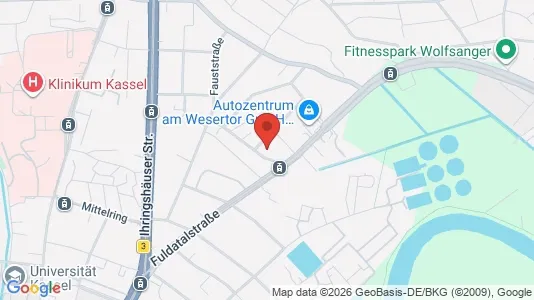 Apartments for rent i Kassel - kort over placeringen