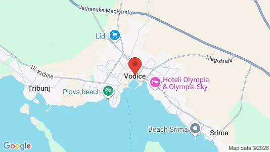 Apartments for rent i Vodice - kort over placeringen
