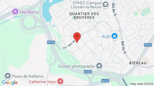 Apartments for rent i Ottignies-Louvain-la-Neuve - kort over placeringen
