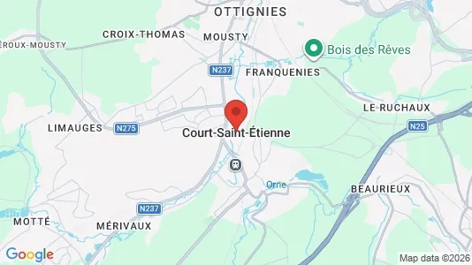 Apartments for rent i Court-Saint-Étienne - kort over placeringen