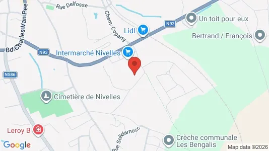 Apartments for rent i Nijvel - kort over placeringen